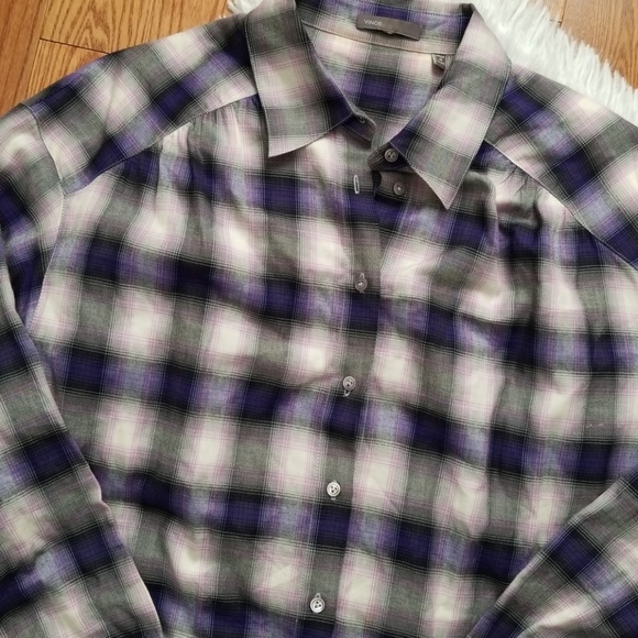 Vince Purple Plaid Button Down - Picture 2 of 7